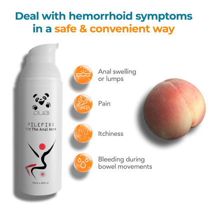 DUBI Pilefixx Hemorrhoid Treatment - Hemorrhoid Cream - Hemorrhoid & Fissure Ointment for Burning, Itching, Swelling - Hemorrhoid Symptom Treatment with Aloe - 50 Gram - Maple Wellness Supplements