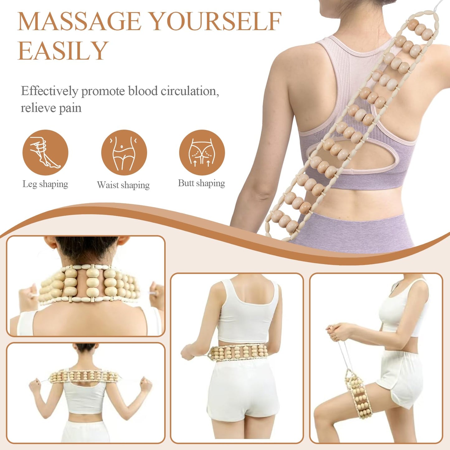 Dukucr 3Pcs Wood Therapy Massage Tools Lymphatic Drainage Massager Wooden Massager Body Sculpting Tools for Maderoterapia,Anti-Cellulite,Pain Relief(3-in-1 Massager) - Maple Wellness Supplements