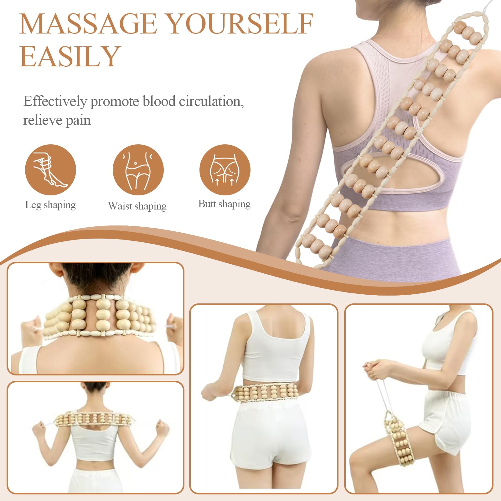 Dukucr 3Pcs Wood Therapy Massage Tools Lymphatic Drainage Massager Wooden Massager Body Sculpting Tools for Maderoterapia,Anti-Cellulite,Pain Relief(3-in-1 Massager) - Maple Wellness Supplements