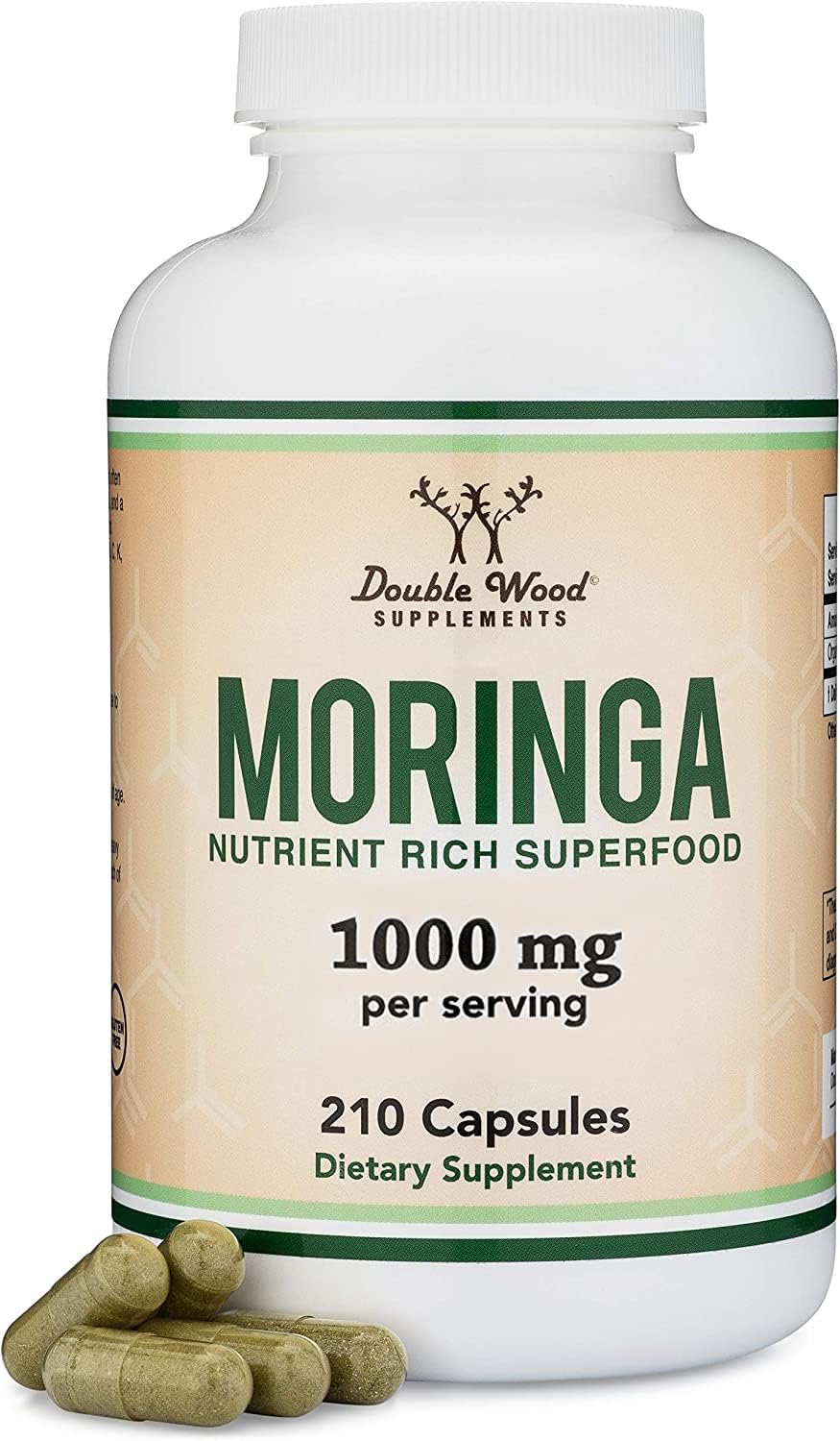 DWS Organic Moringa Capsules 1000mg - Pure Moringa Powder for Energy & Immune Support - Green Superfood Rich in Antioxidants - Maple Wellness Supplements