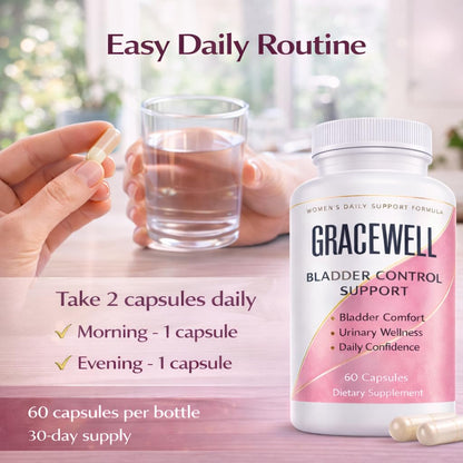DXWXH Gracewell Bladder Wellness Supplement for Women & Men, Herbal Support with Asian Ginseng, Chinese Yam, Chinese Peony, Urinary Tract Health Formula, 60 Capsules (1) - Maple Wellness Supplements