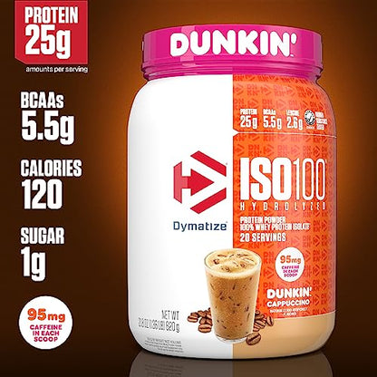 Dymatize ISO100 Hydrolyzed 100% Whey Isolate Protein Powder in Dunkin' Cappuccino - Maple Wellness Supplements