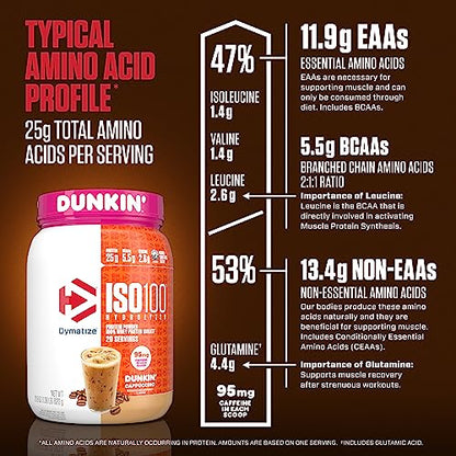 Dymatize ISO100 Hydrolyzed 100% Whey Isolate Protein Powder in Dunkin' Cappuccino - Maple Wellness Supplements
