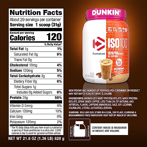 Dymatize ISO100 Hydrolyzed 100% Whey Isolate Protein Powder in Dunkin' Cappuccino - Maple Wellness Supplements