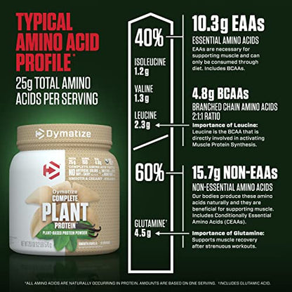 Dymatize Vegan Plant Protein, Smooth Vanilla, 25g Protein, 4.8g BCAAs, Complete - Maple Wellness Supplements