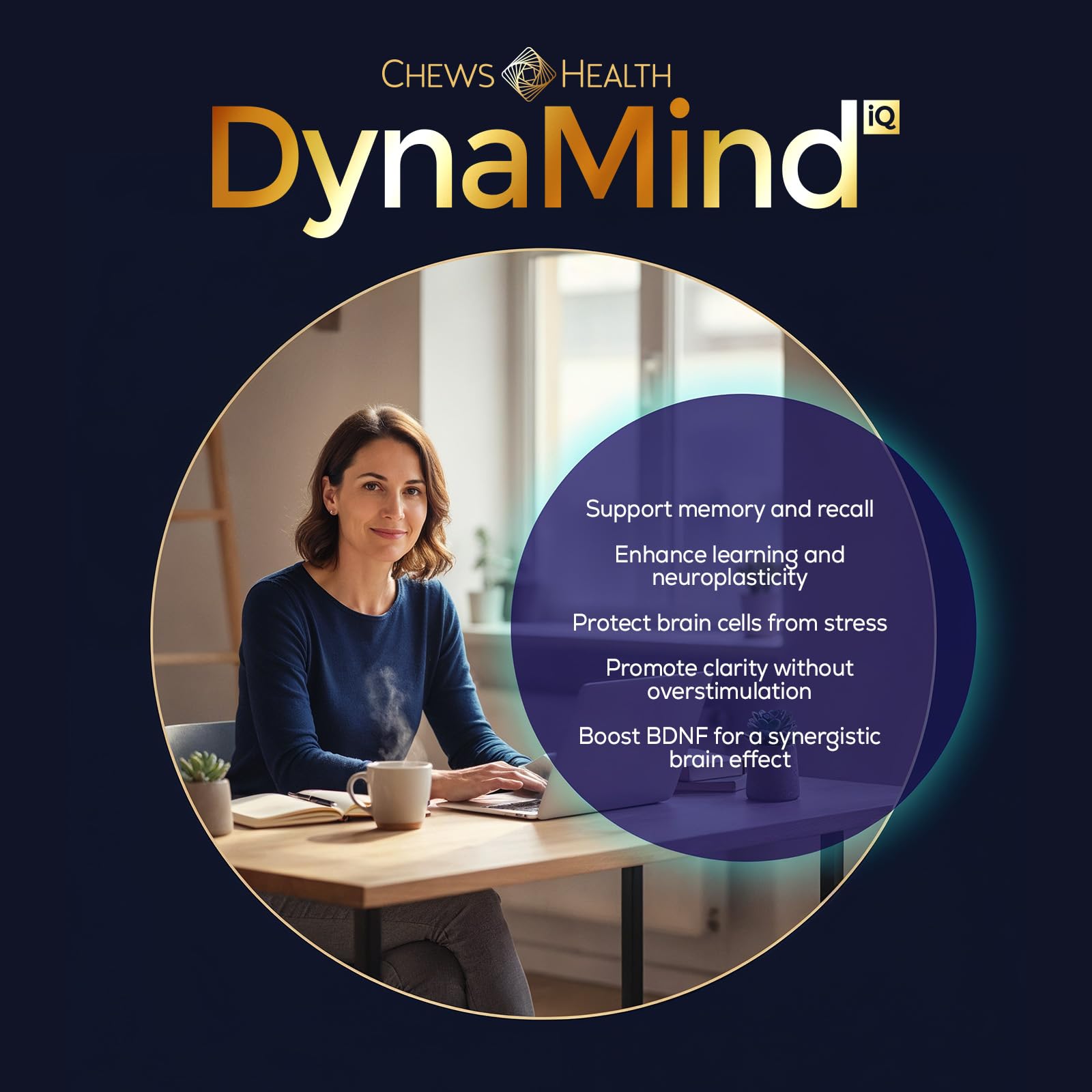 DynaMind iQ Brain Supplement for Memory and Focus for Adults - Nootropic Chews | Coffee Fruit & Mushroom Supplement Blend, Memory Focus Supplement, Caffeine Focus Pills Alternative, 4 Count - Maple Wellness Supplements