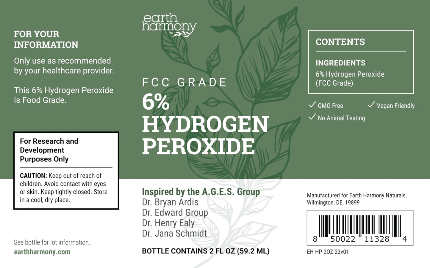 Earth Harmony Food Grade Hydrogen Peroxide 6% - Maple Wellness Supplements