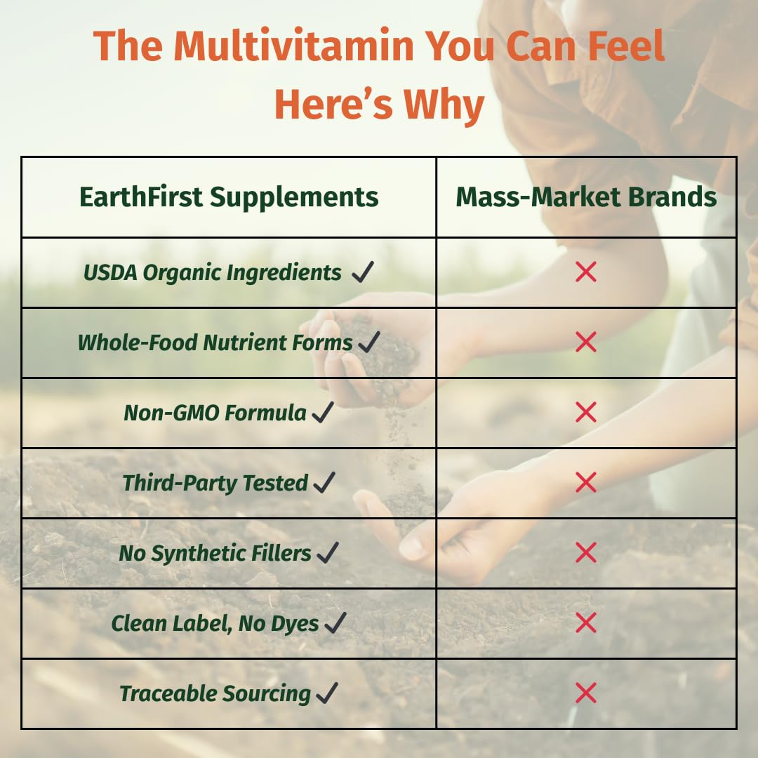 EarthFirst Organic Women's & Men's 50+ Once Daily Multi Bundle,19 Vitamins from Herbs & Superfoods, 30 Count - Maple Wellness Supplements