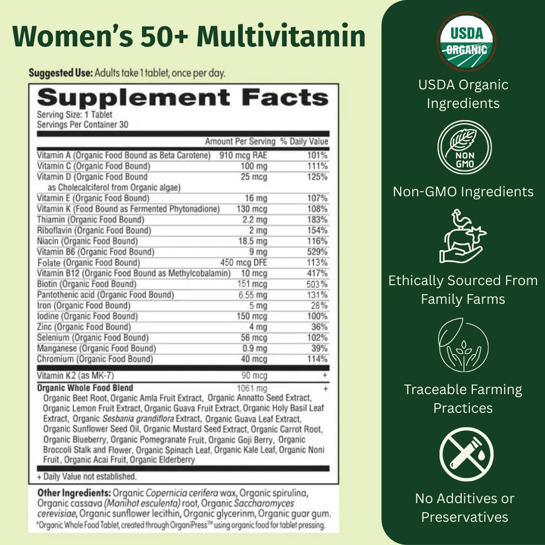 EarthFirst Organic Women's & Men's 50+ Once Daily Multi Bundle,19 Vitamins from Herbs & Superfoods, 30 Count - Maple Wellness Supplements