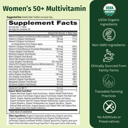 EarthFirst Organic Women's & Men's 50+ Once Daily Multi Bundle,19 Vitamins from Herbs & Superfoods, 30 Count - Maple Wellness Supplements