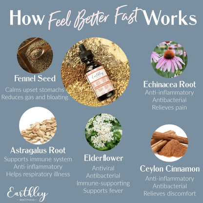Earthley Wellness Feel Better Fast, All-Natural Relief for Minor Ailments, Organic Herbal Formula, Supports Immune & Digestive Health, Echinacea Root and More - Maple Wellness Supplements