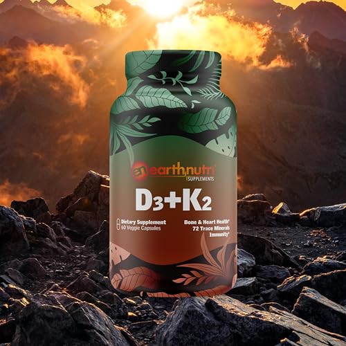 EarthNutri D3 + K2 Bone & Heart Health - 72 Trace Minerals, Vitamin D3 Vitashine, MENA - Maple Wellness Supplements