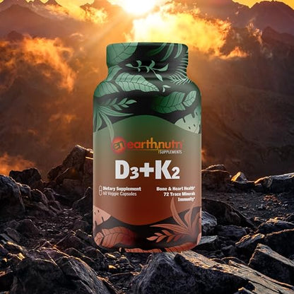 EarthNutri D3 + K2 Bone & Heart Health - 72 Trace Minerals, Vitamin D3 Vitashine, MENA - Maple Wellness Supplements