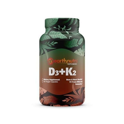 EarthNutri D3 + K2 Bone & Heart Health - 72 Trace Minerals, Vitamin D3 Vitashine, MENA - Maple Wellness Supplements