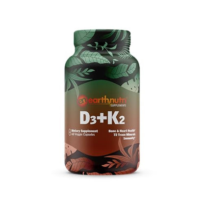 EarthNutri D3 + K2 Bone & Heart Health - 72 Trace Minerals, Vitamin D3 Vitashine, MENA - Maple Wellness Supplements
