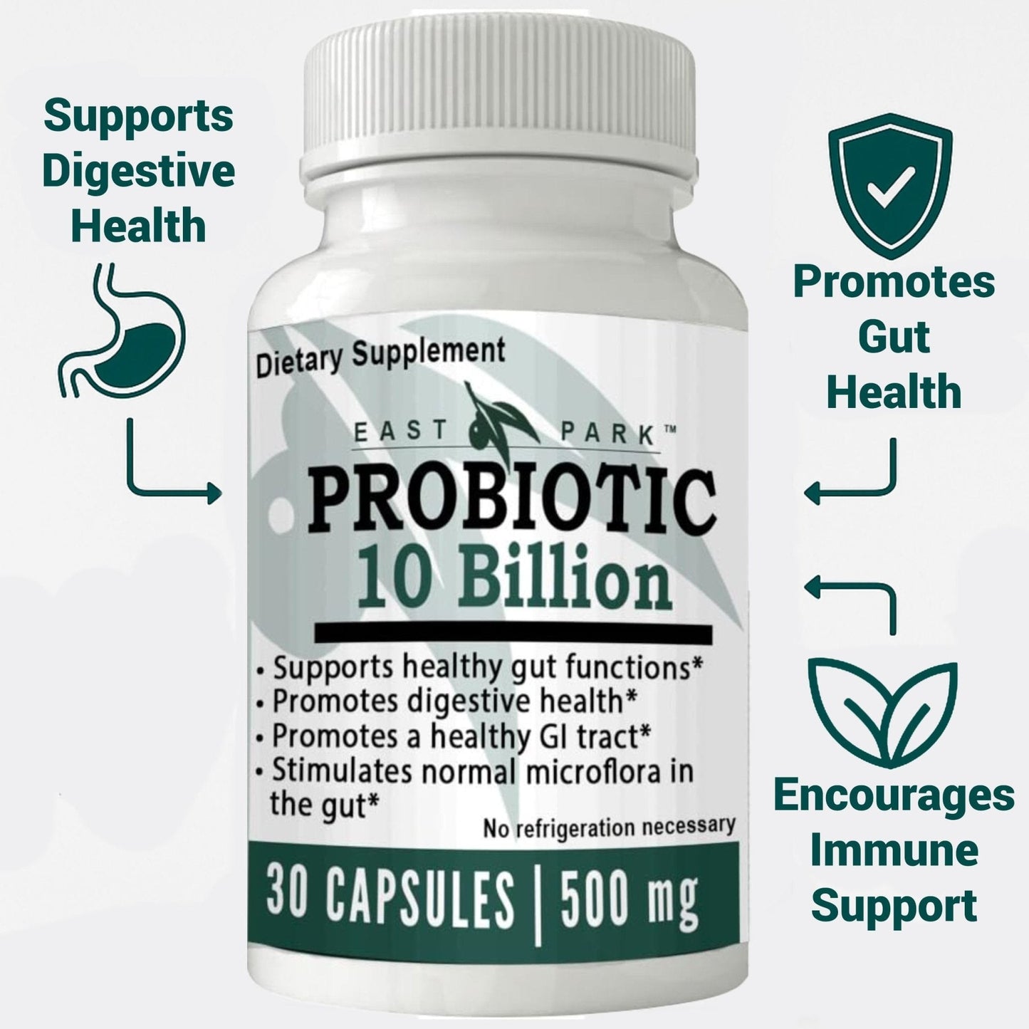 East Park Research d-Lenolate Probiotic Supplement | Probiotic 10 Billion CFUs Supports Gut & Digestive Health | Dietary Supplement Probiotics - Maple Wellness Supplements