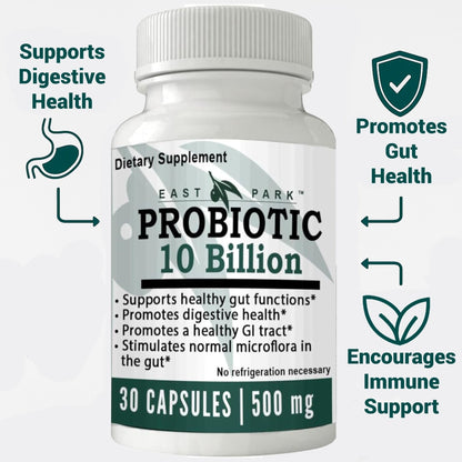 East Park Research d-Lenolate Probiotic Supplement | Probiotic 10 Billion CFUs Supports Gut & Digestive Health | Dietary Supplement Probiotics - Maple Wellness Supplements