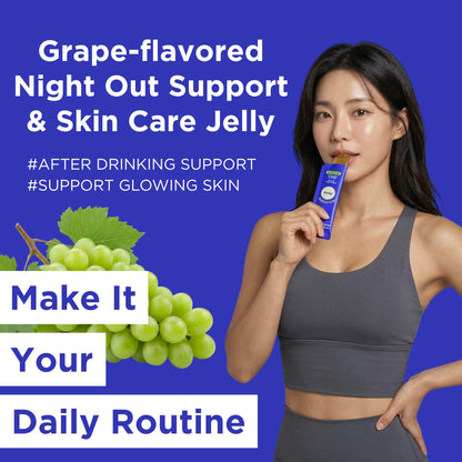 EASY TOMORROW - Natural Energy & Morning Vitality Jelly Stick - Daily Korean Skin Health Supplement & After Drinking Support with DHM & Glutathione - K-Beauty Inspired (White Grape Flavor, 20 Sticks) - Maple Wellness Supplements