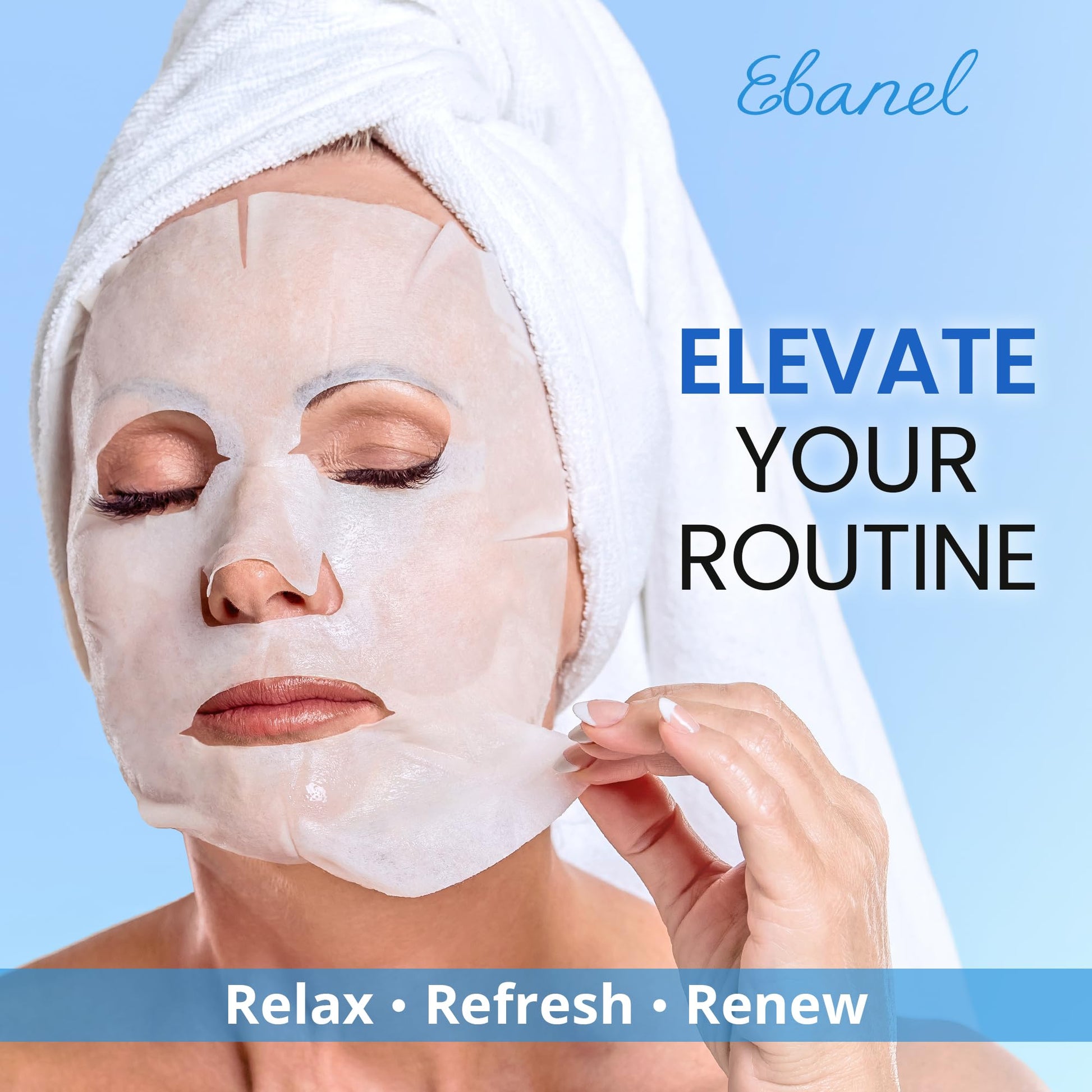 Ebanel 10 Pack Collagen Face Mask with Hyaluronic Acid, Vitamin C, Peptide, Aloe, Instant Brightening Hydrating Face Masks Skincare Korean Sheet Mask, Skin Firming, Lifting Anti Aging Facial Masks - Maple Wellness Supplements