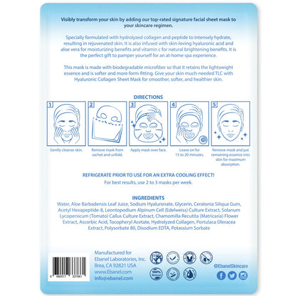 Ebanel 10 Pack Collagen Face Mask with Hyaluronic Acid, Vitamin C, Peptide, Aloe, Instant Brightening Hydrating Face Masks Skincare Korean Sheet Mask, Skin Firming, Lifting Anti Aging Facial Masks - Maple Wellness Supplements