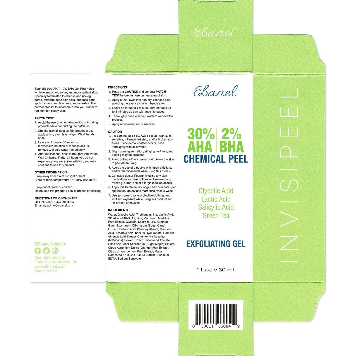 Ebanel 30% AHA 2% BHA Chemical Peel & 2.5% Retinol Cream Moisturizer for Face - Removes Acne Scars, Dark Spots, Wrinkles & Brightens Skin - Maple Wellness Supplements