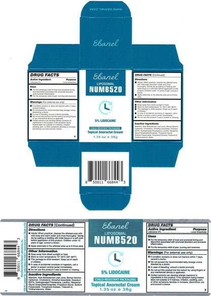 Ebanel 5% Lidocaine Numbing Cream, Pain Relief Burn Itch Numb Cream, Maximum Strength Topical Anesthetic with Allantoin, Vitamin E for Local and Anorectal Uses, Hemorrhoid Treatment, 1.35 Oz - Maple Wellness Supplements