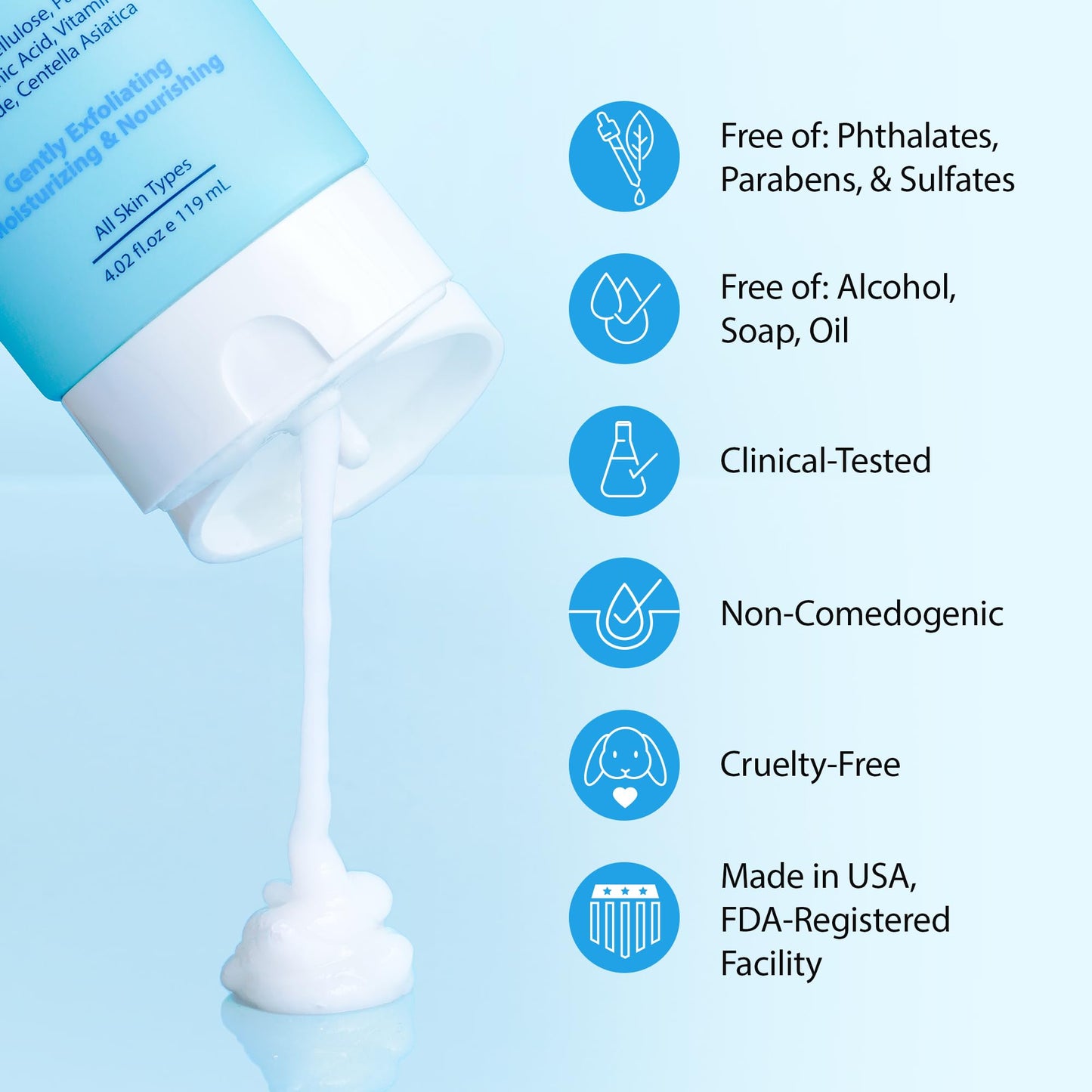Ebanel Brightening Peeling Gel with Cotton Cellulose, Rice, Papaya, Centella, Hyaluronic Acid for Face and Body, Gentle Exfoliating Face Scrub Gel Peel Wash, Deep Pore Cleanser Minimizer Exfoliator - Maple Wellness Supplements