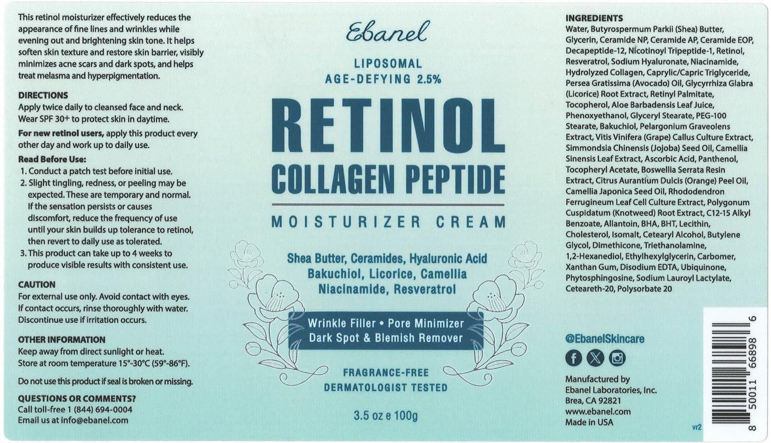 Ebanel Bundle of 10 Pack Bubble Clay Masks, and 2.5% Retinol Moisturizer - Maple Wellness Supplements