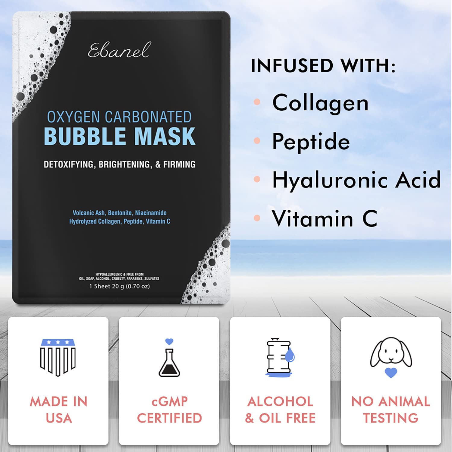 Ebanel Bundle of 10 Pack Bubble Clay Masks, and 2.5% Retinol Serum - Maple Wellness Supplements