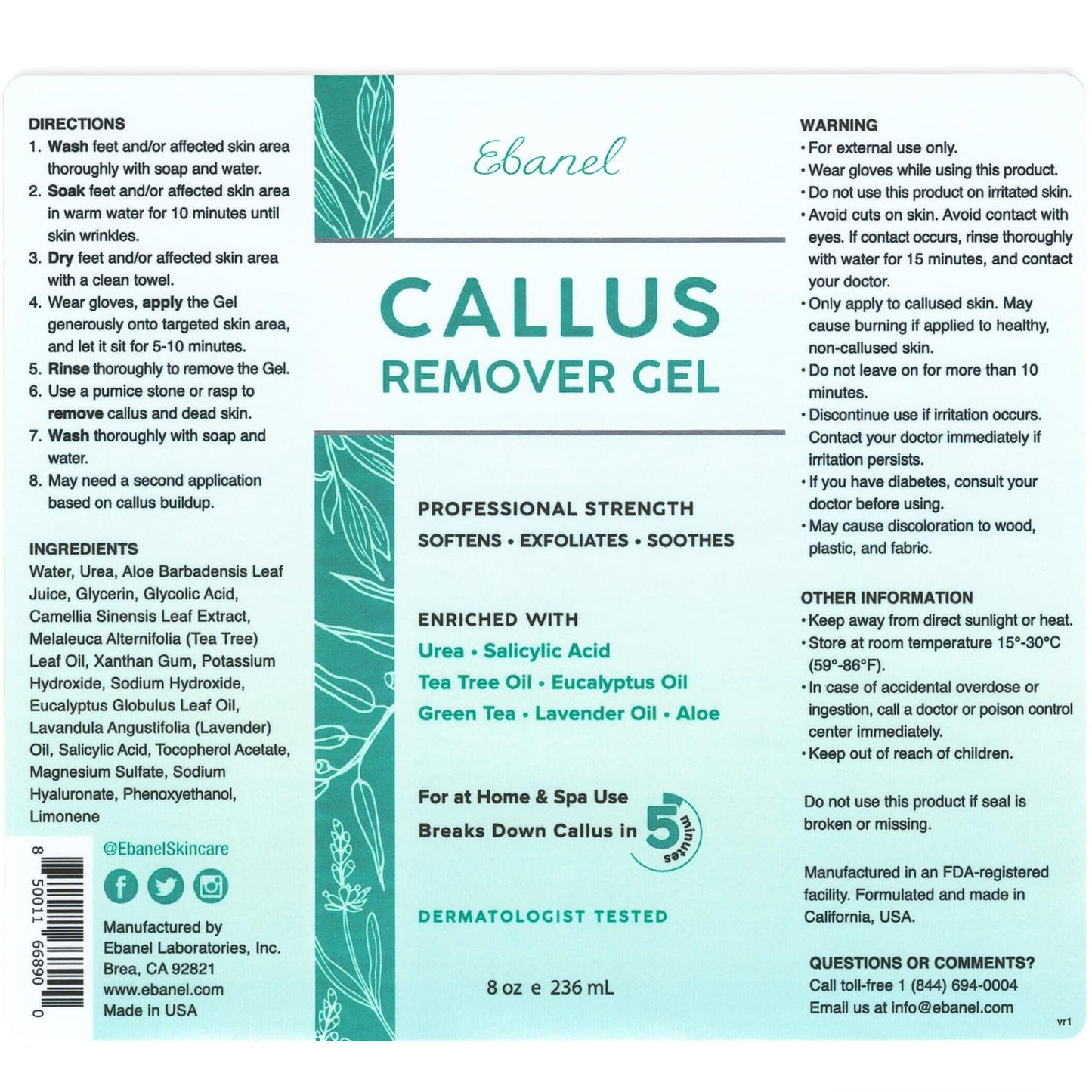 Ebanel Bundle of 5% Lidocaine Numbing Spray and Callus Remover Gel - Maple Wellness Supplements