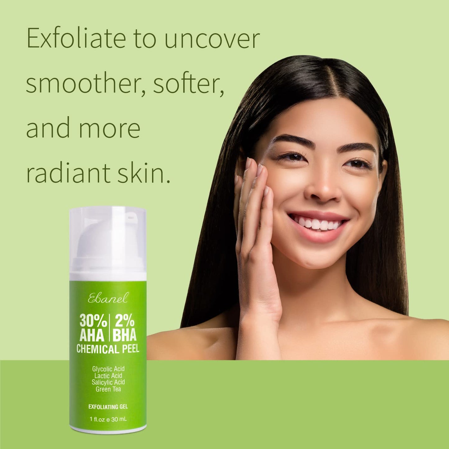 Ebanel Bundle of Hyaluronic Acid Serum and 30% AHA 2% BHA Chemical Peel Exfoliant Gel - Maple Wellness Supplements