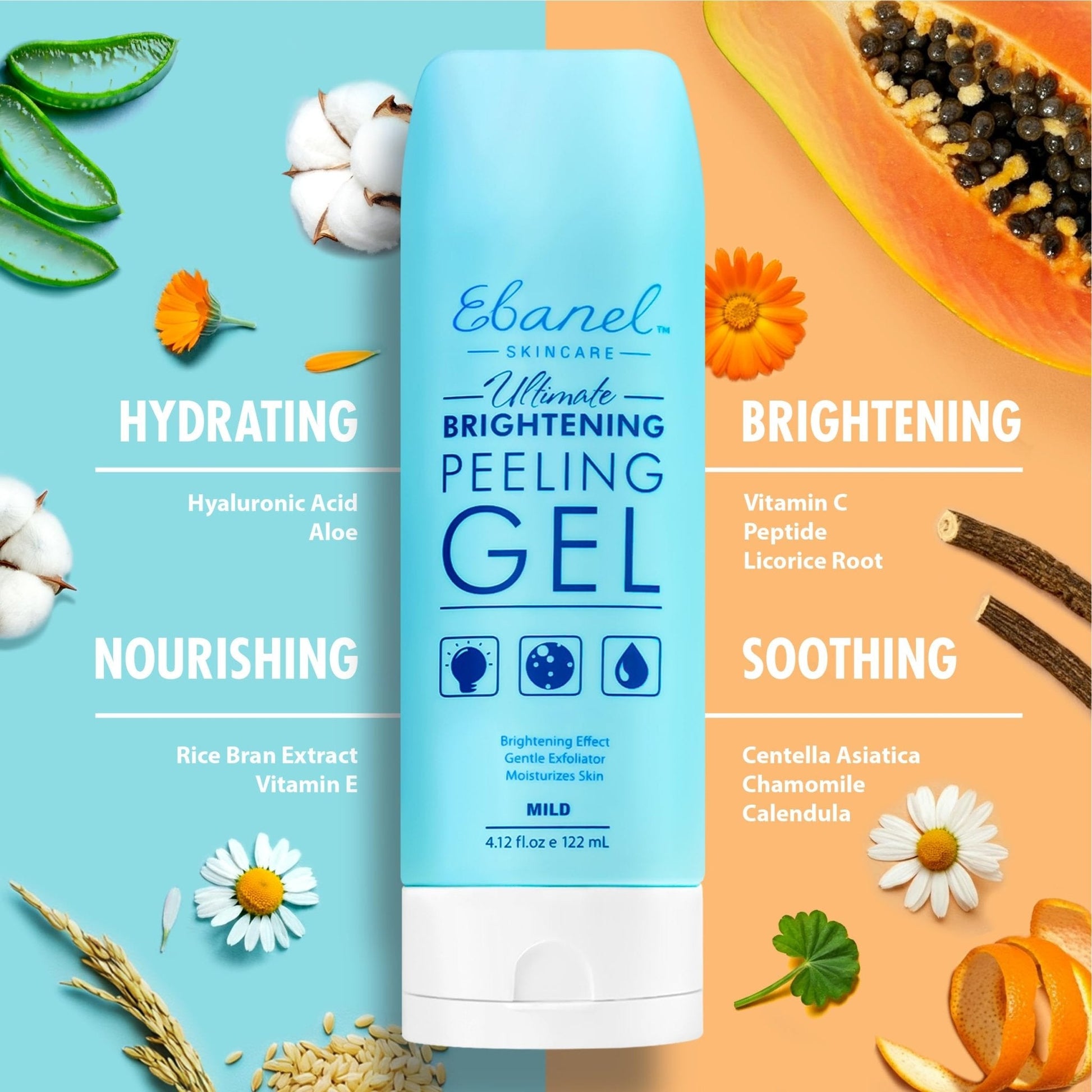 Ebanel Bundle of Hyaluronic Acid Serum, and Exfoliating Face Scrub Peeling Gel, 4.12 Oz - Maple Wellness Supplements