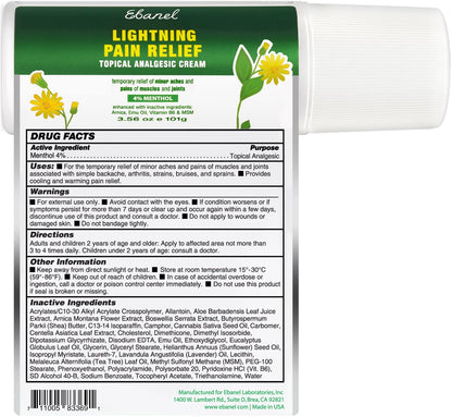 Ebanel Bundle of Numb25 Lidocaine 5% Topical Numbing Cream 1 Oz, and Pain Relief Roll On Arnica Menthol 3 Oz - Maple Wellness Supplements