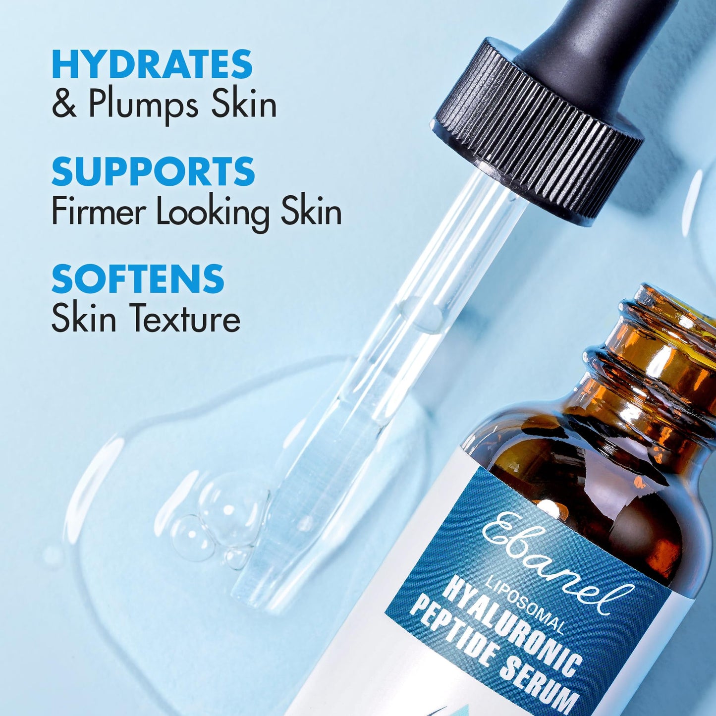 Ebanel Hyaluronic Acid Serum for Face with Peptides & Niacinamide, Hydrating Face Serum for Women, Age-Defying Formula Infused with Vitamins B, C & E to Plump, Firm & Smooth Skin - Maple Wellness Supplements