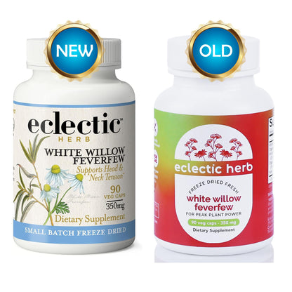 Eclectic Institute Raw Fresh Freeze-Dried Non-GMO White Willow - Feverfew | Support Body's Response to Occasional Pain | 90 CT (350 mg) - Maple Wellness Supplements
