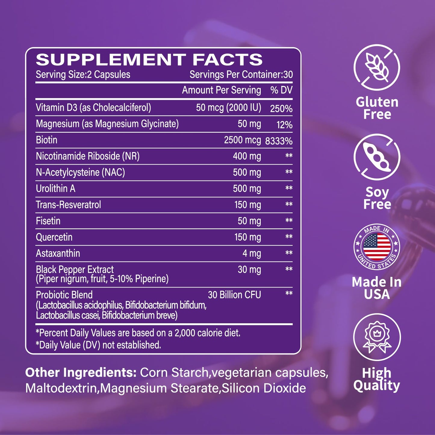 Ecliptron NAD+ Supplement for Women & Men 1800mg - Liposomal NAD Plus with Nicotinamide Riboside & Resveratrol, Anti-Aging | Mitochondrial Health | Radiant Skin - 60 Capsules - Maple Wellness Supplements