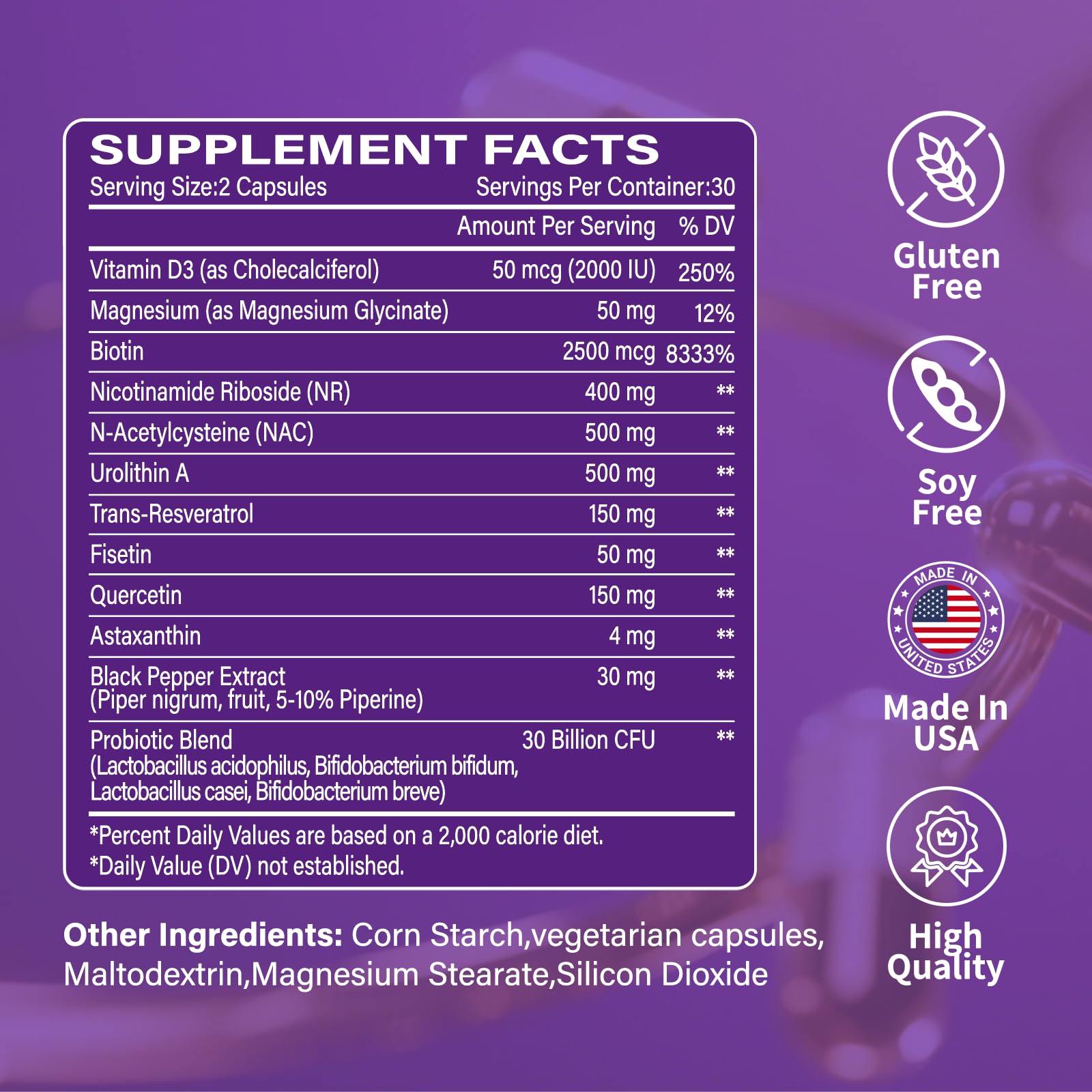 Ecliptron NAD+ Supplement for Women & Men 1800mg - Liposomal NAD Plus with Nicotinamide Riboside & Resveratrol, Anti-Aging | Mitochondrial Health | Radiant Skin - 60 Capsules - Maple Wellness Supplements
