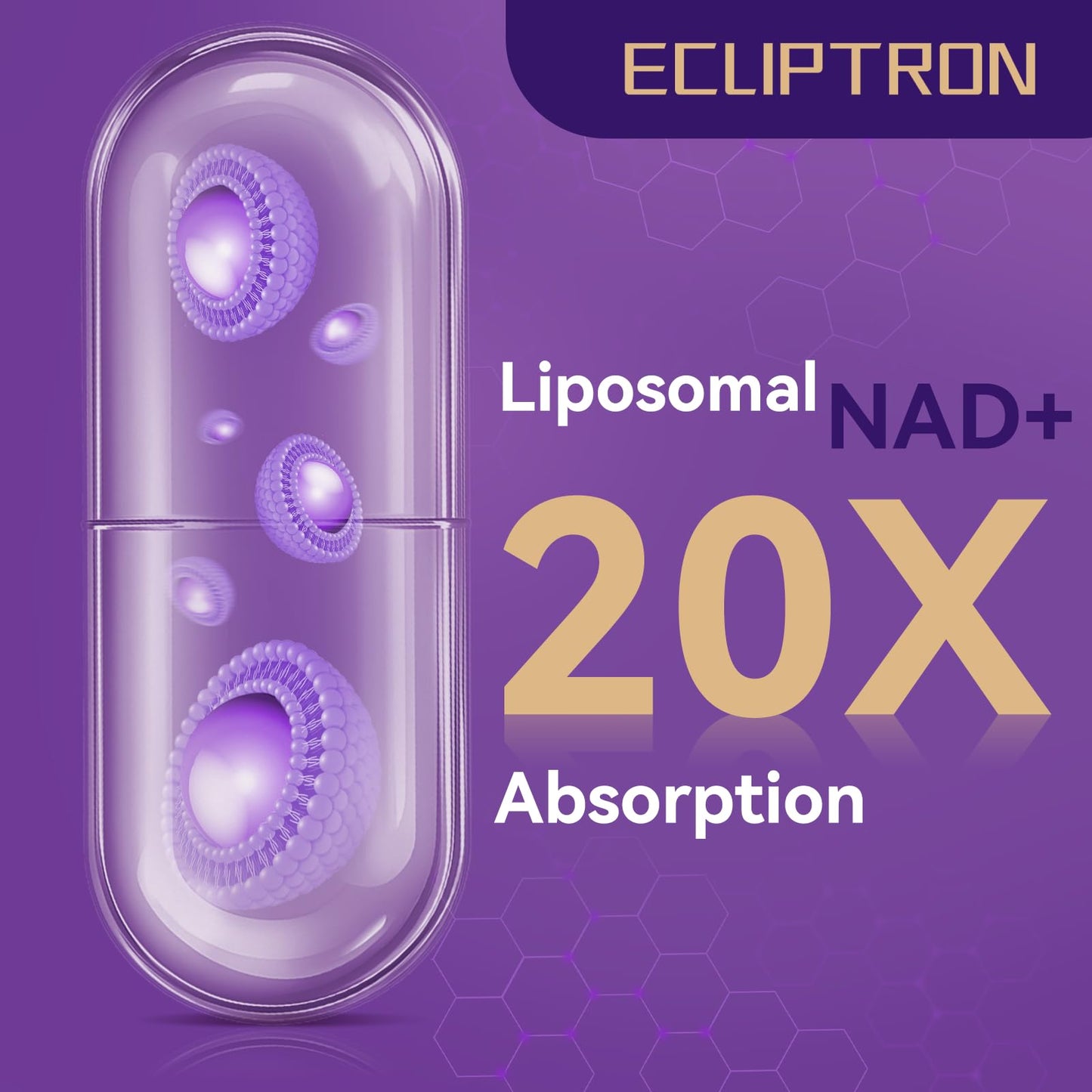 Ecliptron NAD+ Supplement for Women & Men 1800mg - Liposomal NAD Plus with Nicotinamide Riboside & Resveratrol, Anti-Aging | Mitochondrial Health | Radiant Skin - 60 Capsules - Maple Wellness Supplements