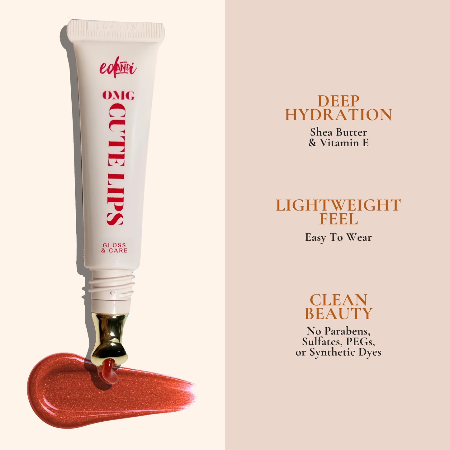 edandi ed&i OMG Cute Lips – Lip Gloss for Women with Shea Butter for Hydration, Light Shimmer, Lip Tinted High Shine Finish, Long Lasting Lip Gloss in Red Vanilla Frosting, Lightweight & Non-sticky - Maple Wellness Supplements