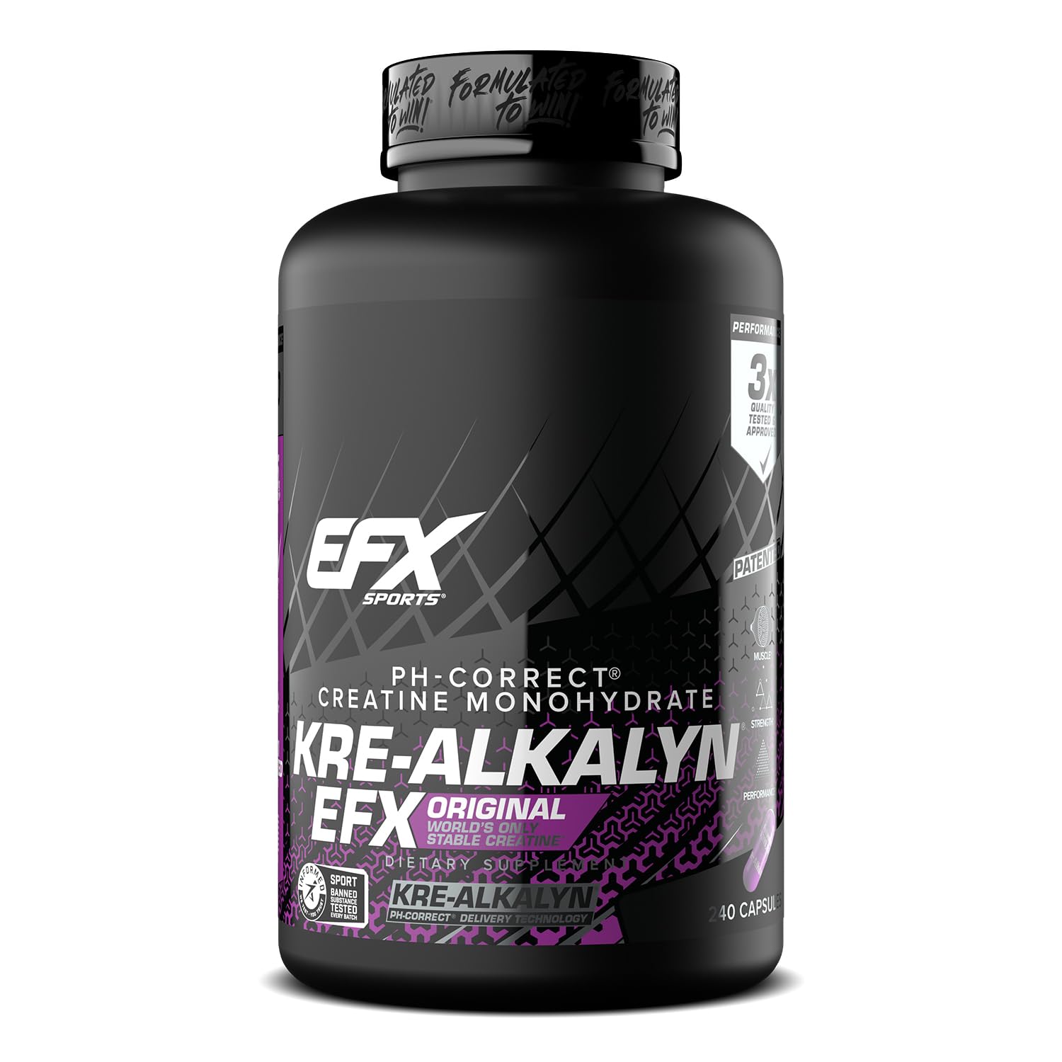 EFX Sports Kre-Alkalyn EFX | pH Correct Creatine Monohydrate Pill Supplement | Strength, Muscle Growth & Performance | 120 Servings, 240 Capsules - Maple Wellness Supplements