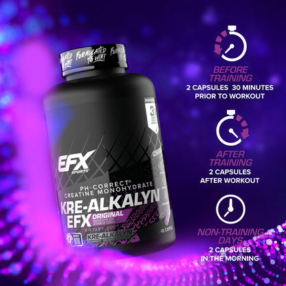 EFX Sports Kre-Alkalyn EFX | pH Correct Creatine Monohydrate Pill Supplement | Strength, Muscle Growth & Performance | 120 Servings, 240 Capsules - Maple Wellness Supplements