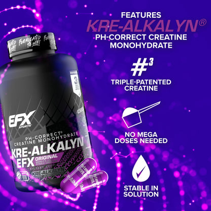 EFX Sports Kre-Alkalyn EFX | pH Correct Creatine Monohydrate Pill Supplement | Strength, Muscle Growth & Performance | 120 Servings, 240 Capsules - Maple Wellness Supplements
