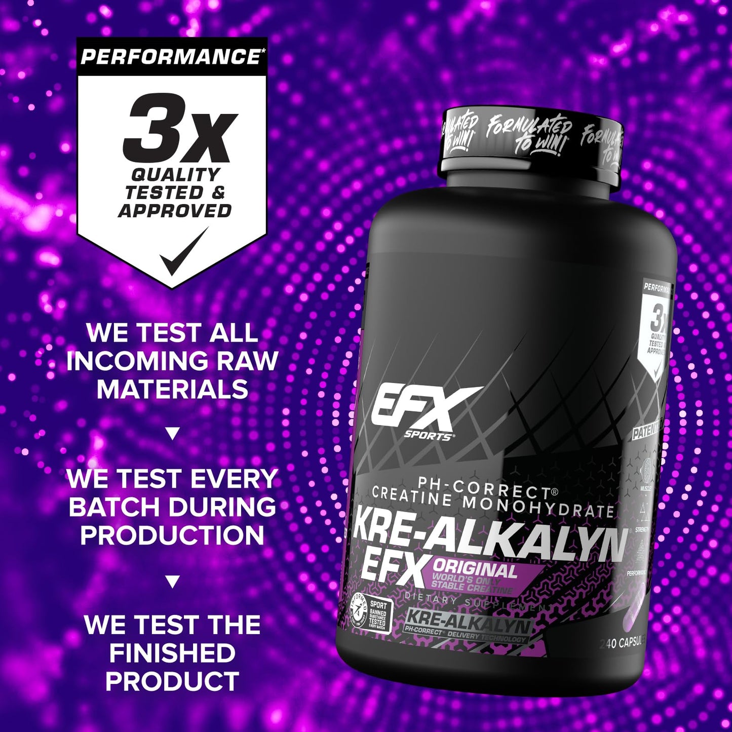 EFX Sports Kre-Alkalyn EFX | pH Correct Creatine Monohydrate Pill Supplement | Strength, Muscle Growth & Performance | 120 Servings, 240 Capsules - Maple Wellness Supplements