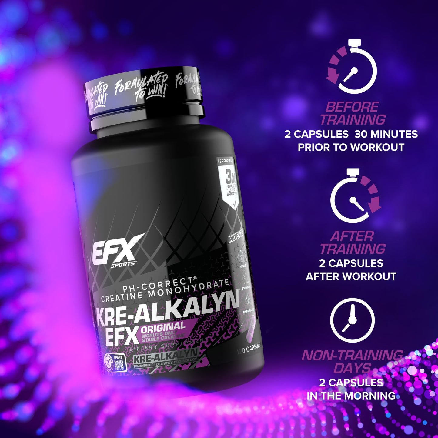 EFX Sports Kre-Alkalyn EFX | pH Correct Creatine Monohydrate Pill Supplement | Strength, Muscle Growth & Performance - Maple Wellness Supplements