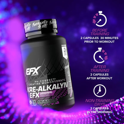 EFX Sports Kre-Alkalyn EFX | pH Correct Creatine Monohydrate Pill Supplement | Strength, Muscle Growth & Performance - Maple Wellness Supplements