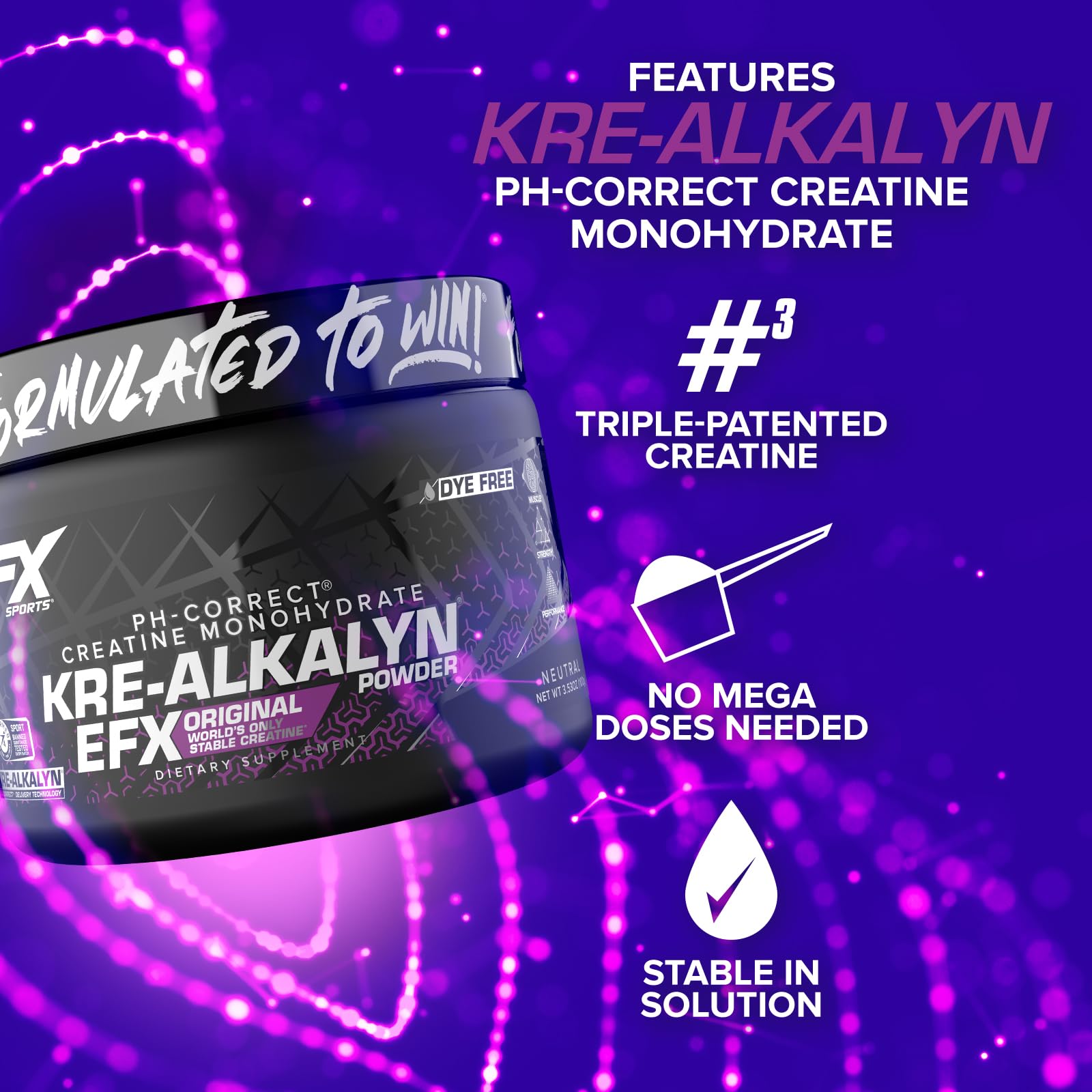 EFX Sports Kre-Alkalyn EFX Powder | pH Correct Creatine Monohydrate Powder Supplement | Strength, Muscle Growth & Performance | 66 Servings (Unflavored) - Maple Wellness Supplements