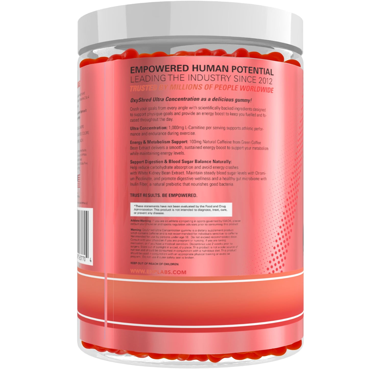 EHP Labs OxyShred Gummies - Pre Workout Gummies & Energy Chews with 100mg Caffeine, L-Carnitine for Thermo & Metabolic Support, All Natural Energy Boost - Maple Wellness Supplements