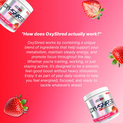 EHP Labs OxyShred Pre Workout Powder - Preworkout Powder with L Glutamine & Acetyl L Carnitine, Energy Boost Drink - Cosmic Blast, 60 Servings - Maple Wellness Supplements