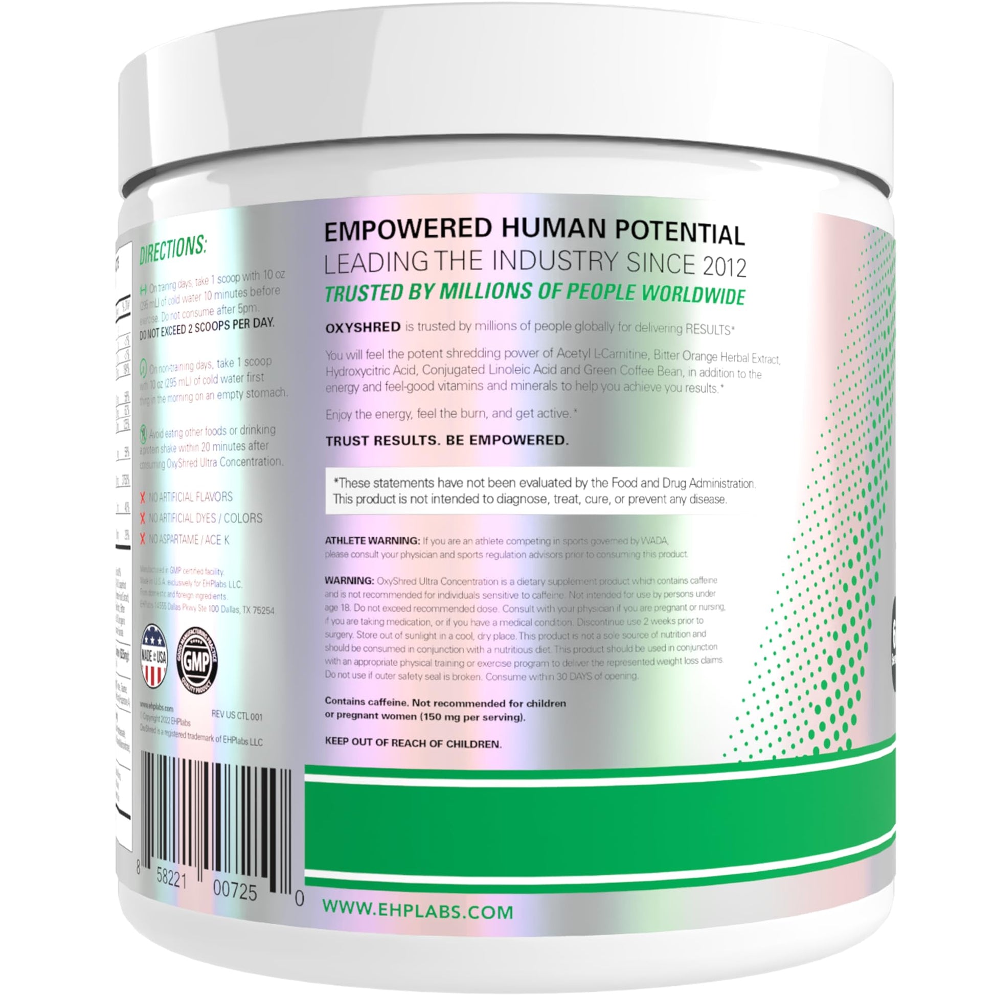 EHP Labs OxyShred Pre Workout Powder - Preworkout Powder with L Glutamine & Acetyl L Carnitine, Energy Boost Drink - Kiwi Strawberry, 60 Servings - Maple Wellness Supplements
