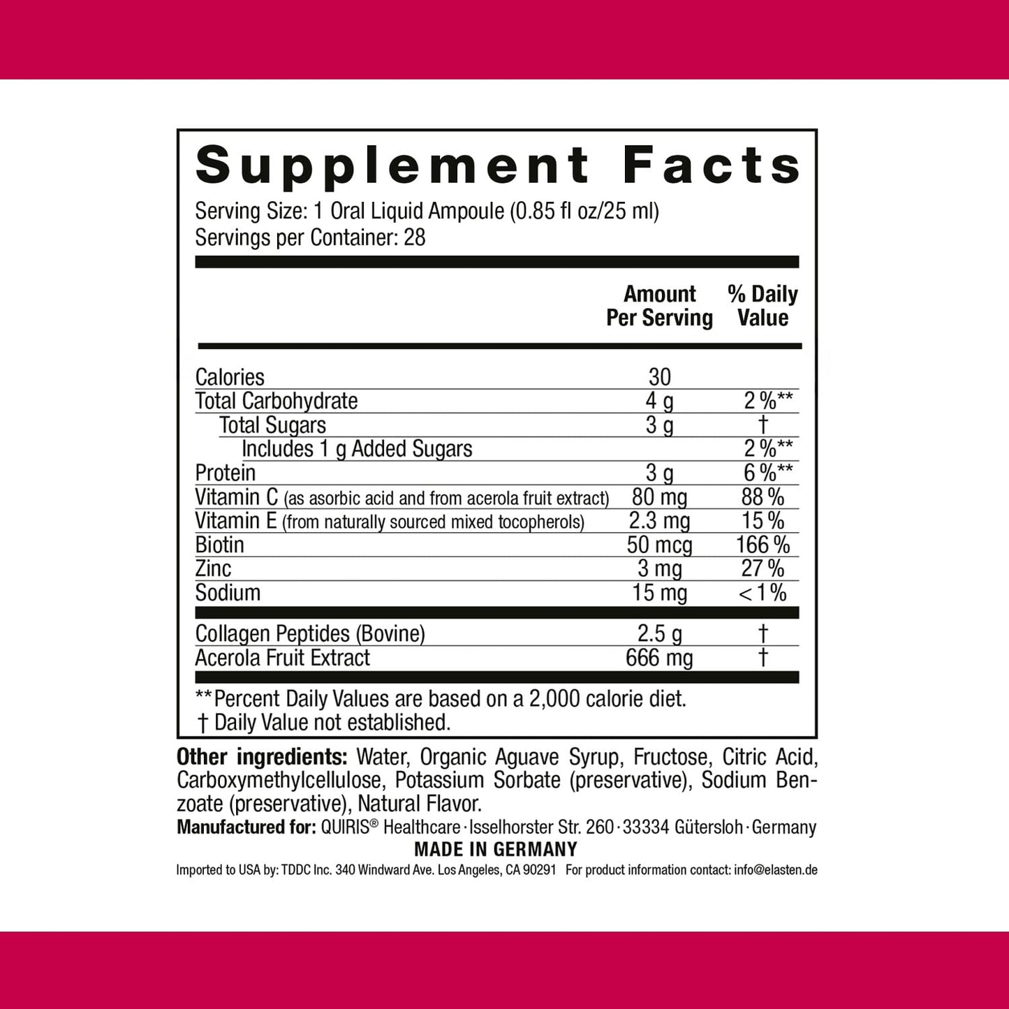 ELASTEN Clinically Tested Collagen Complex for Radiant Skin from Within – Reduces Fine Lines – Supports Healthy Connective Tissue – 28 Liquid Collagen Ampoules (0.85 fl oz / 25 ml Each) - Maple Wellness Supplements